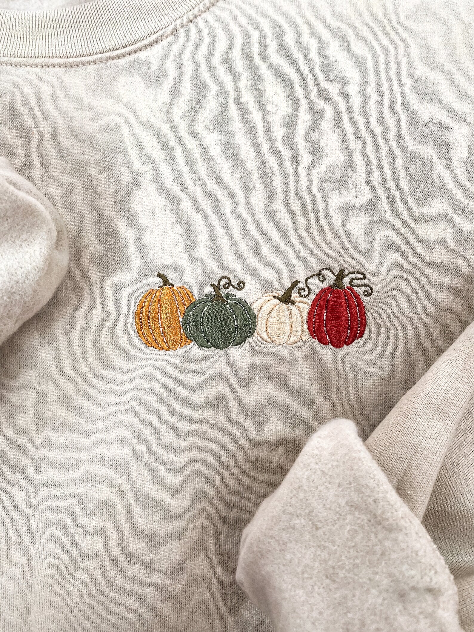 Embroidered Pumpkin Crew